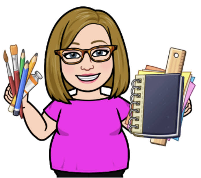 Image of Sra. Cordella holding school supplies.